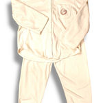 PINK - Victoria's Secret Victoria Secret PINK Polar Fleece Jogger Pajama Set Cream Sz Medium Embroidered Photo 0