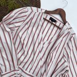 Lane Bryant Womens Shirt Blouse Stripe Faux Wrap Long Sleeve Red Plus Size 26 Photo 1