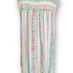 Vintage 80s Dress Colorful Fruit Floral Red Gingham Checkered Tropical Print Blue Size M Photo 2