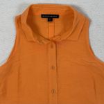 Boston Proper  Linen Sleeveless Button Front Shirt Womens Size Small Orange‎ Photo 1