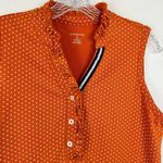 Lands' End  Womens Tank Top Henley Size Small Orange White Polka Dot Ruffle Photo 1