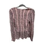Tyler Boe Peplum Top Pink Snake Print Size Small Long Sleeve Women Shirt Photo 3