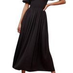 LA LIGNE Blanca Black Dress Maxi Short Puff Sleeves Smocked Waist Stretch XS EUC Photo 4