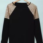 New Boutique Sequins Long Sleeved Top Black Size M Photo 4