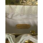 Finesse La Model Vintage Cream Evening Bag Gold Jewel Lock Snakeskin Texture Photo 9