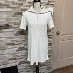 ZARA mini t-shirt dress high collar rib knit ivory cream new casual Sz S Photo 1