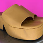 Princess Polly  Brown Platform Chunky Block Heel Slip-On Sandal Sz 8 Photo 0