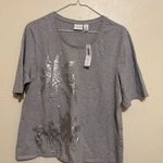Chico's Weekends by Chico’s Palm Foil Harlow Scoop Neck Tee – Size 2 (L/XL) Photo 0