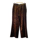 CAbi Party Velvet Pant Leopard Print Wide Leg Trousers Brown Black Size Large Photo 2