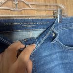 Chico's  women’s Blue boho Jeans with Yellow Floral Embroidery size 10 Photo 2