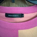 Merokeety  LONG SLEEVE COLOR BLOCK STRIPED OVERSIZED SWEATER Size LARGE NWOT Photo 2