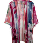 Catherines  Floral Watercolor Kimono 3X Open Front Duster Colorful Pastel Boho Photo 0