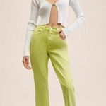 Mango NWT MNG Highwaist straight cropped jeans LIME GREEN Photo 0