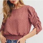 Paper Crane  Smocked Band 3/4 Puff Sleeve Polka Dot Top‎ Size XS Photo 0