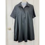 Old Navy  Black Collared Short Sleeve Shirt Dress Medium Cotton Lagenlook Career Photo 1