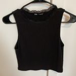 ZARA  Black Lace sleeveless rib crop top Size Small Photo 3