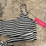 Xhilaration Black & White Ribbed Twist Front Bikini Top NEW Size XL Photo 5