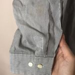 Get lucky button up striped long sleeve shirt with pandas embroidered large Black Photo 6