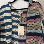 Elan  Nara Crochet Blue Pink Multicolor Sweater Cardigan NWT Photo 3