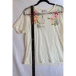 ZARA  Embroidered Floral Lace Sheer Short Sleeve T Shirt Top Women Size L NWT Photo 6