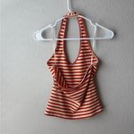 American Eagle Striped Halter Neck Top - Orange and White Photo 1