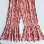 Scandal Italy Floral Smocked Flared Bell Bottom Jumpsuit Festival Boho SMALL NWT Pink Photo 1