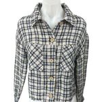 ZARA Black Tweed Plaid Checkered Frayed Button Up Crop Shirt Jacket Top Size S Photo 0