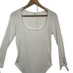 Free People  Bodysuit Ribbed Knit Square Neck Long‎ Sleeve Top Large Photo 3
