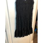 Free People sheer black floral lace mini dress with a beaded v-neck Photo 7