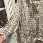 Flax  Beige and Black Plaid Check Linen Summer Jacket, Size M Photo 3