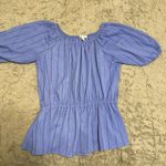 Nine West Blue with Black Stripes Peplum Top Photo 2