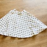 NWOT XS White Bubble Skirt Gray Bunny Print Flat Front Flare Hem Knee Length Photo 3