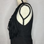 YA Los Angeles  Black Front Fringe A-Line Dress Sz M Photo 4
