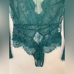 Sexy Perspective Green Lace Eyelashes Long Sleeve Bodysuit Size M‎ Size M Photo 4