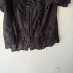 Anthropologie Black Eyelet Lace Square Neck Puff Sleeve Milkmaid Cottage Top XS Photo 6