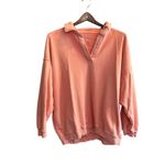 Aerie Women's Oversized V-Neck Collared Sweatshirt Orange Size M Photo 4