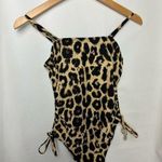 Leopard Print one Piece Swimsuit with high thigh and cheeky bottom Small NWOT Brown Photo 0