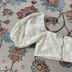 SheIn White Puff Sleeve Cropped Embroidered Crop Top Blouse Large Photo 5