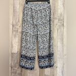 Indero Women's Large Chic Trendy Floral Wide Leg Lounge Pants Boho White Photo 7