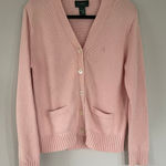 Ralph Lauren Lauren Pink Cotton Knit Cardigan Sweater (M) Photo 0