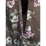 Storia Floral Gray/Purple Deep V Tie Chiffon Tie 3/4 Sleeve Midi Dress Size S Photo 8