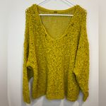Free People  Sunday Shore Cotton Blend Chunky Open Knit V‎ Neck Yellow Sweater Photo 2