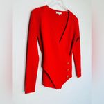 Milly Cross Front Long Sleeve Knit Red Gold Buttons Sweater Top Shirt Size M Photo 5