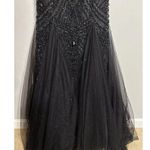 Sherri Hill Gown Formal Floor Length Black Mermaid Cap Sleeve Embellished Size 4 Photo 3