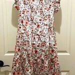 Floral High Neck Tiered Flutter Sleeve Mini Dress Size L Photo 3