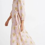 Madewell Linen Blend Ruffle Cuff Wrap Maxi Dress in Dutch Dandelions Size S NWT Photo 2