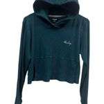 Hurley  Ribbed Turquoise Long Sleeve Hooded Cropped Shirt Kangaroo Pocket Medium Photo 7