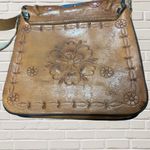 Vintage 70s Tooled Leather Crossbody Bag Artisan Boho Western Hippie Tan Photo 1