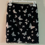 Wild Fable  Black White Butterfly Mini Slip Skirt Ruffle Hem Bow Pull on Small Photo 0