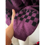 Esprit crew neck Purple & Black Aztec pullover wool blend Checkered Sweater S Photo 3